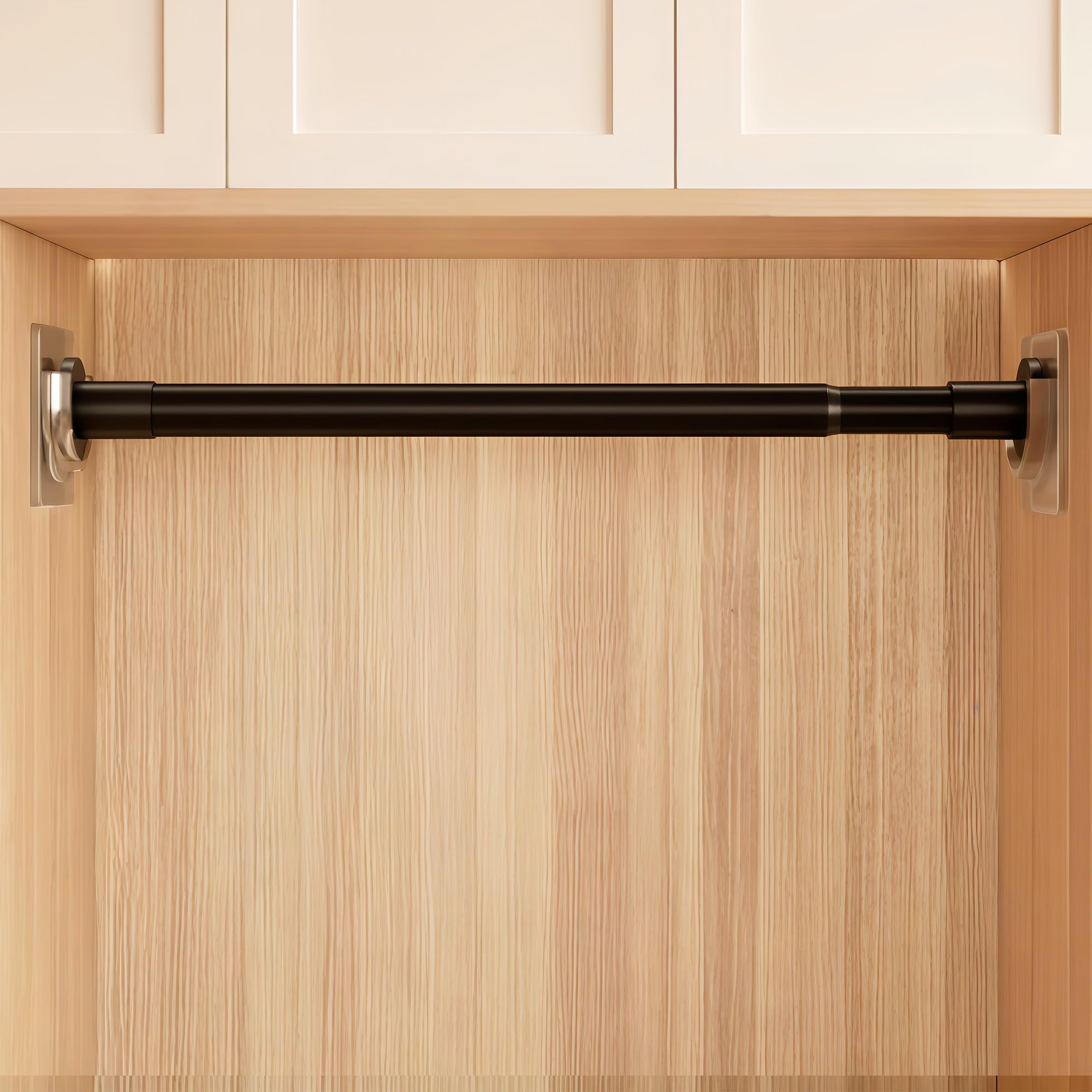 Drill-free Wardrobe Hanging Rod, Retractable Clothes Drying and Hanging Rod, Wardrobe Clothes Rail, Suitable for Dormitory Wardrobes and Windows(Black,0.5-0.8m/1.6-2.6ft)