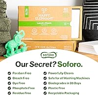 Vista 4 de Happy Elephant Hojas de detergente para ropa, sin fragancia, hojas de lavandería naturales biodegradables, a base de plantas, resistentes a