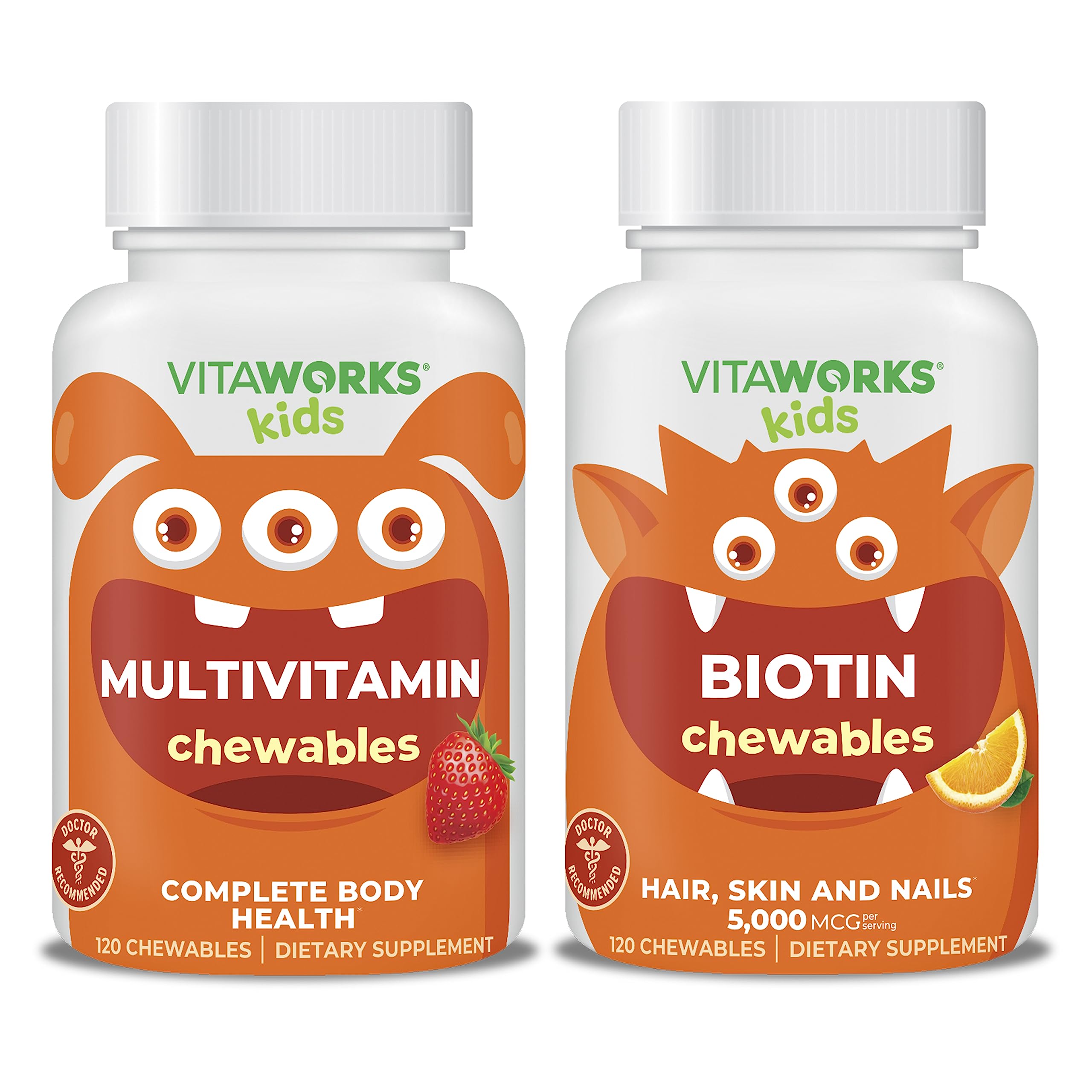 VitaWorksKids Multivitamin Chewables + Biotin 5000mcg Chewables Bundle