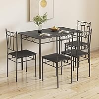 Vista 9 de Juego de mesa de comedor para 4, mesa de cocina y sillas de 5 piezas, juego de mesa de comedor rectangular con 4 sillas, juego de mesa de cocina que