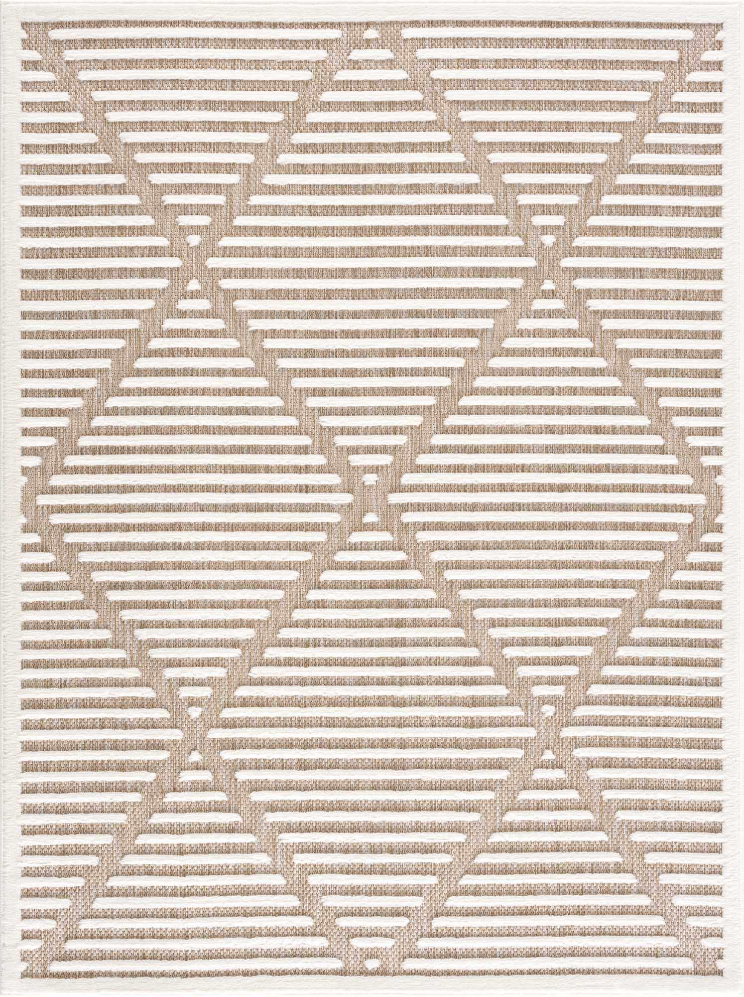 BoutiqueRugs Anah Geometric Indoor Outdoor Rug - Boho High Low Textured Area Rug - Performance Carpet for Porch, Patio, Living Room - High Traffic -