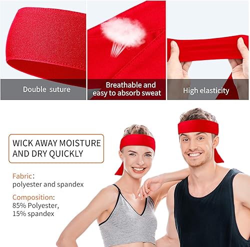 Miniatura 10 de 12 diademas de tenis unisex para la cabeza seca, para baloncesto, correr, tenis, karate, atletismo