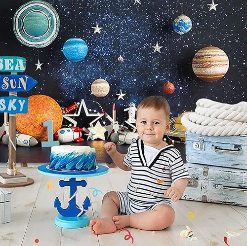 Miniatura 3 de Telón de fondo de fotografía del espacio exterior universo planeta estrella galaxia astronauta cohete decoración de fiesta de cumpleaños para niños