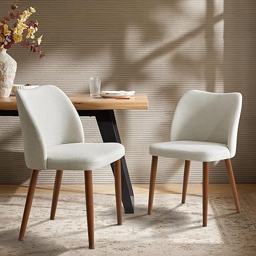 Miniatura 14 de Juego de 4 sillas de comedor, juego de sillas tapizadas para cocina y comedor, silla lateral acentuada moderna con respaldo curvo acolchado y patas