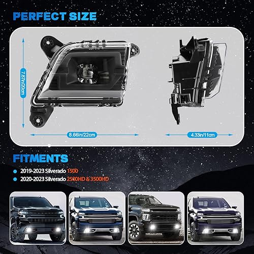Miniatura 4 de SINYATO INDUST Faros antiniebla LED para Chevrolet Silverado 1500 2500HD 3500HD con lente transparente, kit de montaje de lámparas antiniebla