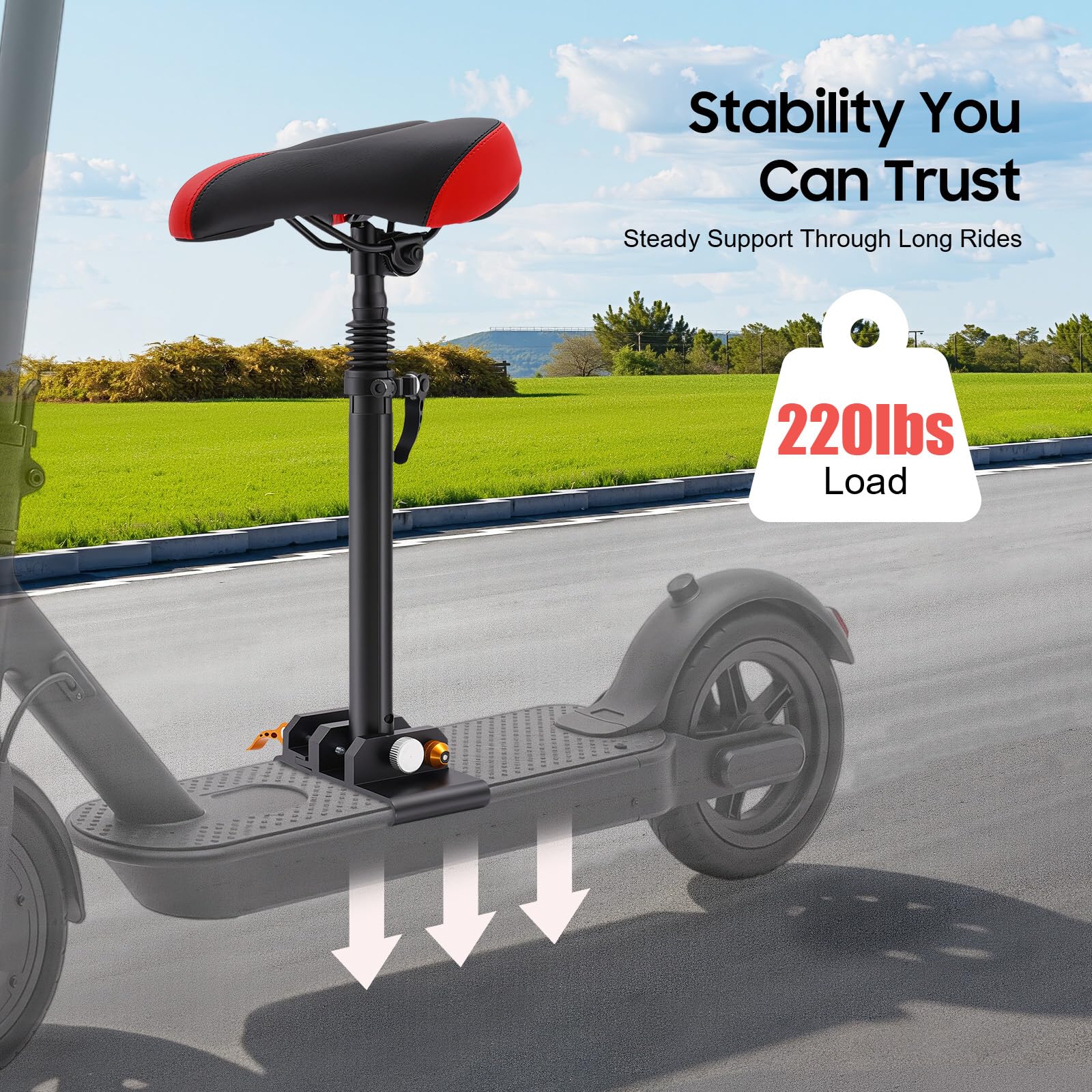 Siège pour Trottinette Électrique, Selle Réglable en Hauteur | Aluminium PU, Confortable, Installation Facile Sans Perçage