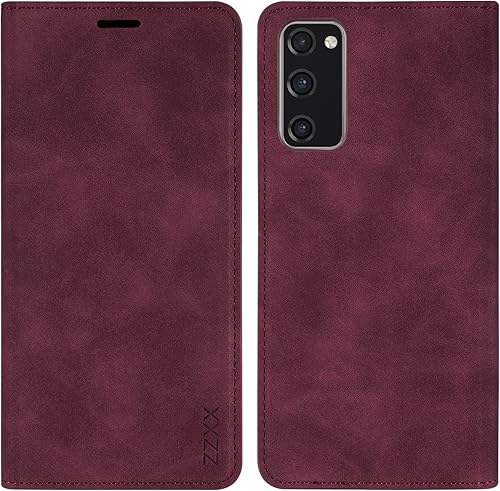 ZZXX Funda para Samsung Galaxy S20 FE con bloqueo RFID, ranura para tarjetas, función atril, magnética, de piel suave, plegable, para Samsung Galaxy