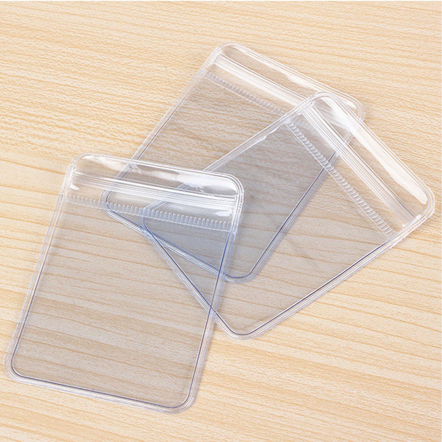 100PCS 70 x 50 mm Clear PVC Plastic Coin Wallets Storage Envelopes Case
