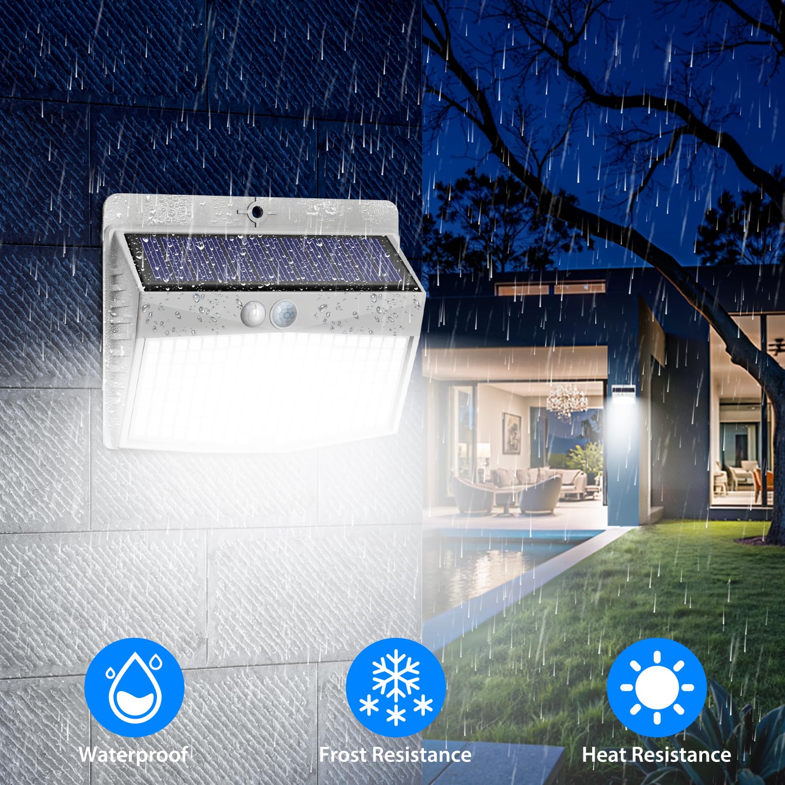 Peasur Solar Lights Outdoor Garden, Upgraded White Frame 168LED Solar Security Lights Motion Sensor - Image 3