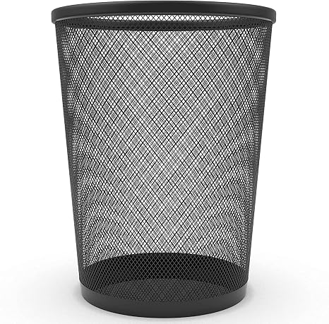 Zuvo Mesh Wastebasket Black Metal Wire Garbage Trash Can for Office Home Bedroom Height 10.1 Width 10, 4 Gallon (16 Quart) (1, Black)