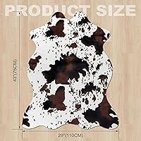 Vista 3 de Sgizoku Alfombra con estampado de vaca, 3.6 x 2.5 pies, alfombra de piel de vaca sintética, bonita alfombra de área divertida, decoración