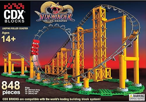 Sidewinder - 825 piezas, juego de ladrillos de construcción, modelo de posavasos con bucle alimentado por gravedad, promueve el aprendizaje STEM