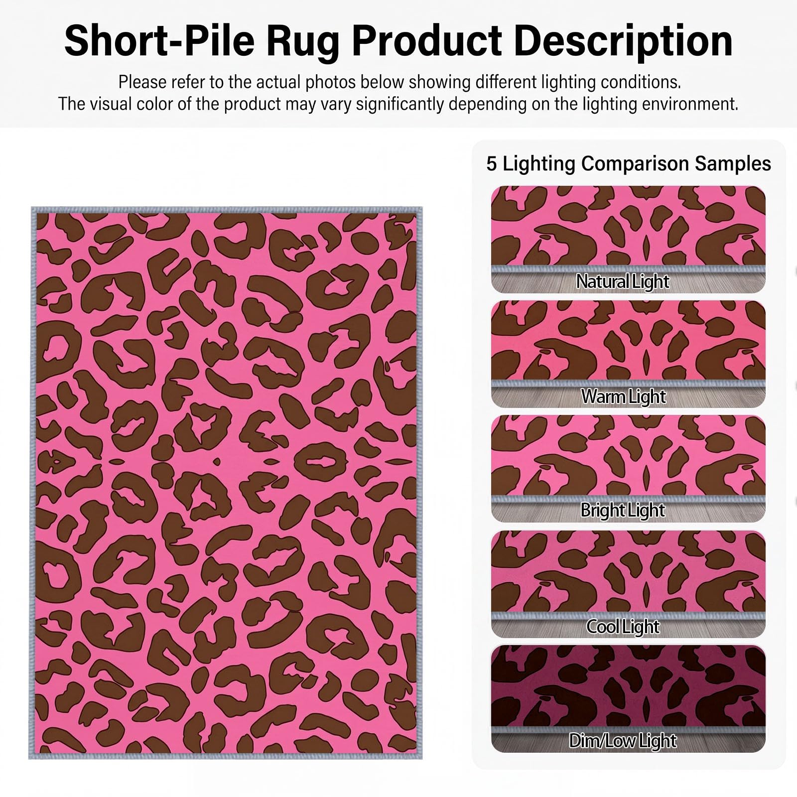 Générique Lavable en Machine Tapis Salon 120x170 cm, Imprimé Léopard Antidérapant à Poil Ras Tapis, Or Rose Mode Abstrait Écologique pour Salle à Manger Couloir Chambre Bureau