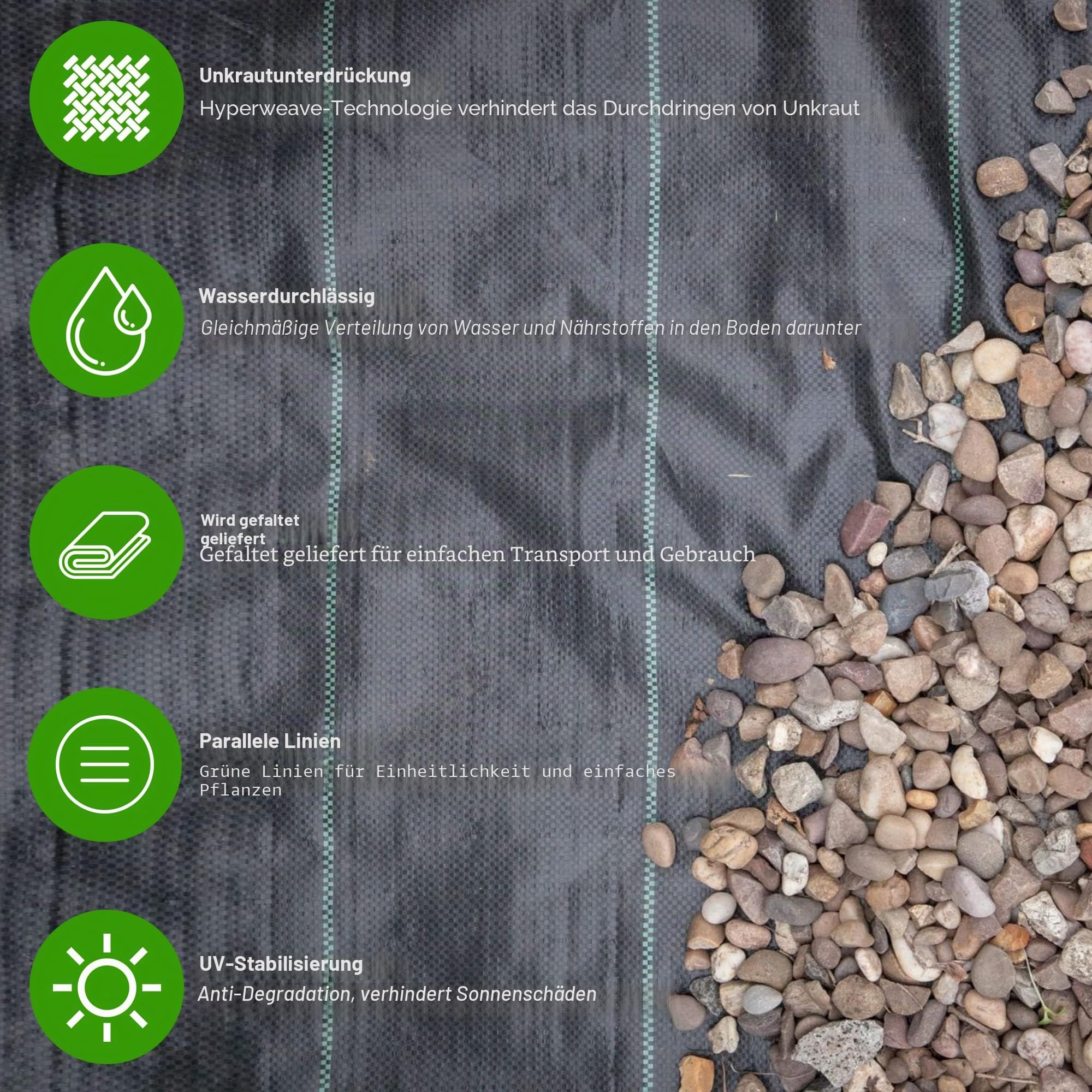 GroundMaster Unkrautvlies Extra Stark (3 m Breit x 10 m Lang) - 100g/m² Unkrautvlies Wasserdurchlässig, Bodengewebe Unkrautflies für Garten, Hochbeet, Einfahrt usw., Anti Unkrautvlies Pflanzfolie