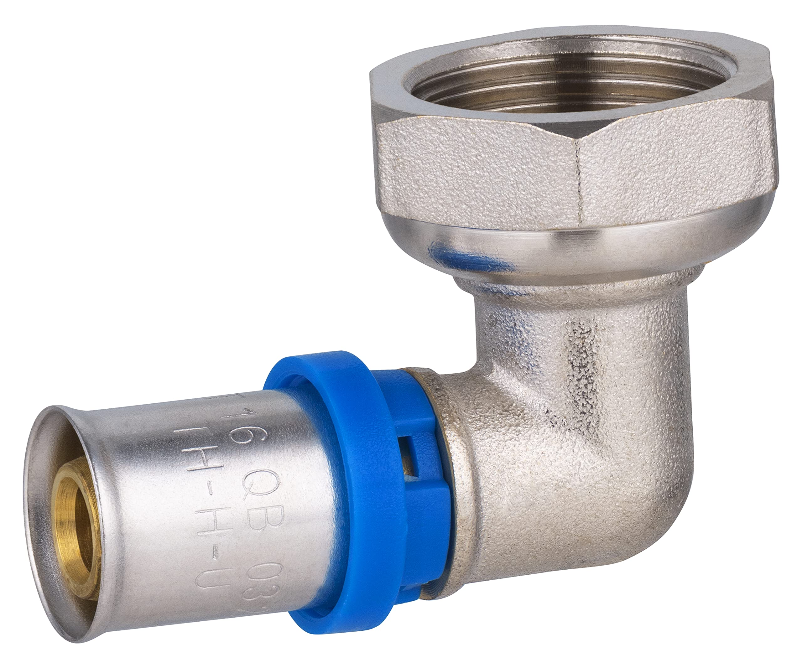 Raccord Multicouche à Sertir Multi profils TH-​H-​U coude diamètre Ø16 mm - à visser femelle écrou tournant 20x27 (3/​4) - Norme NF 545 pour réseau d'eau potable et chauffage NOYON & THIEBAULT