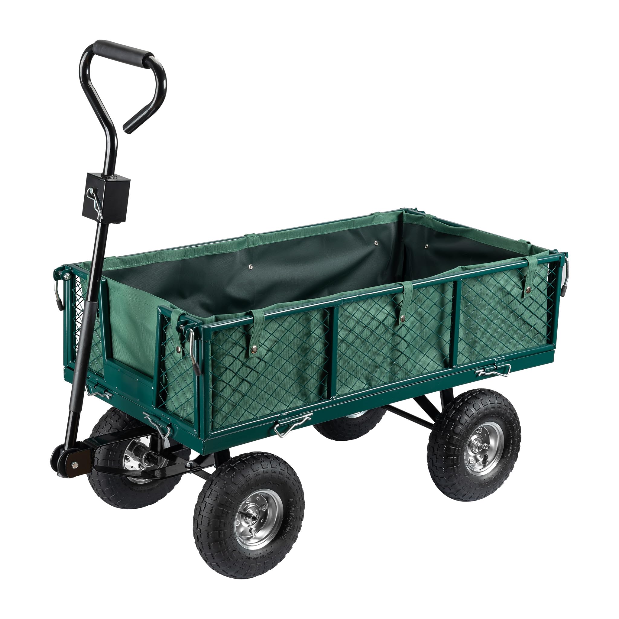 Wiltec Carrello da trasporto con sponde ribaltabili max 300 kg, incl.telone, per giardino campagna