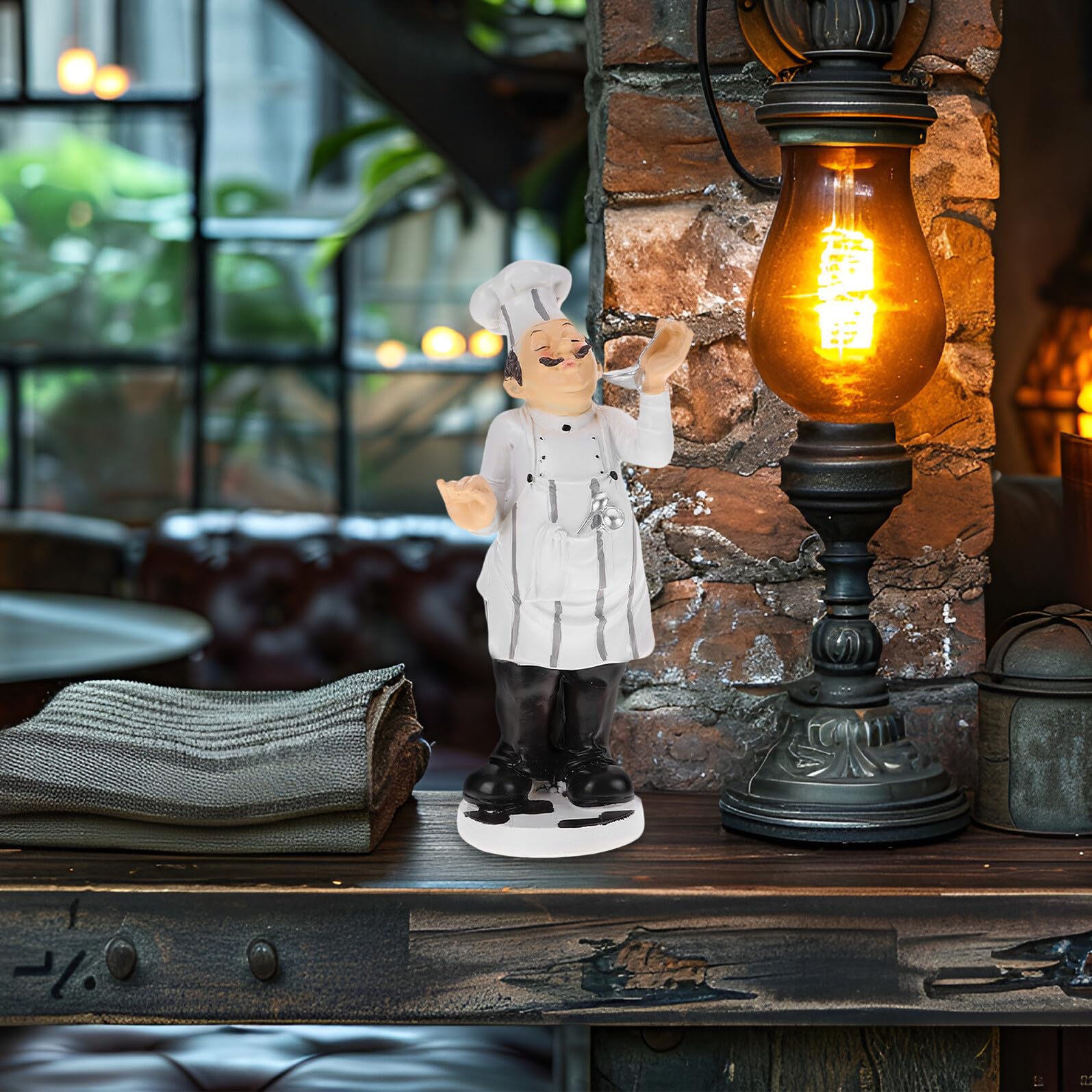 Artibetter Ornamento da Chef in Resina Mini Cuoco Europeo Scultura da Cucina Decorativa Stabile per Casa Ristorante e Bar Statuetta da Chef per Tavolo Design Divertente