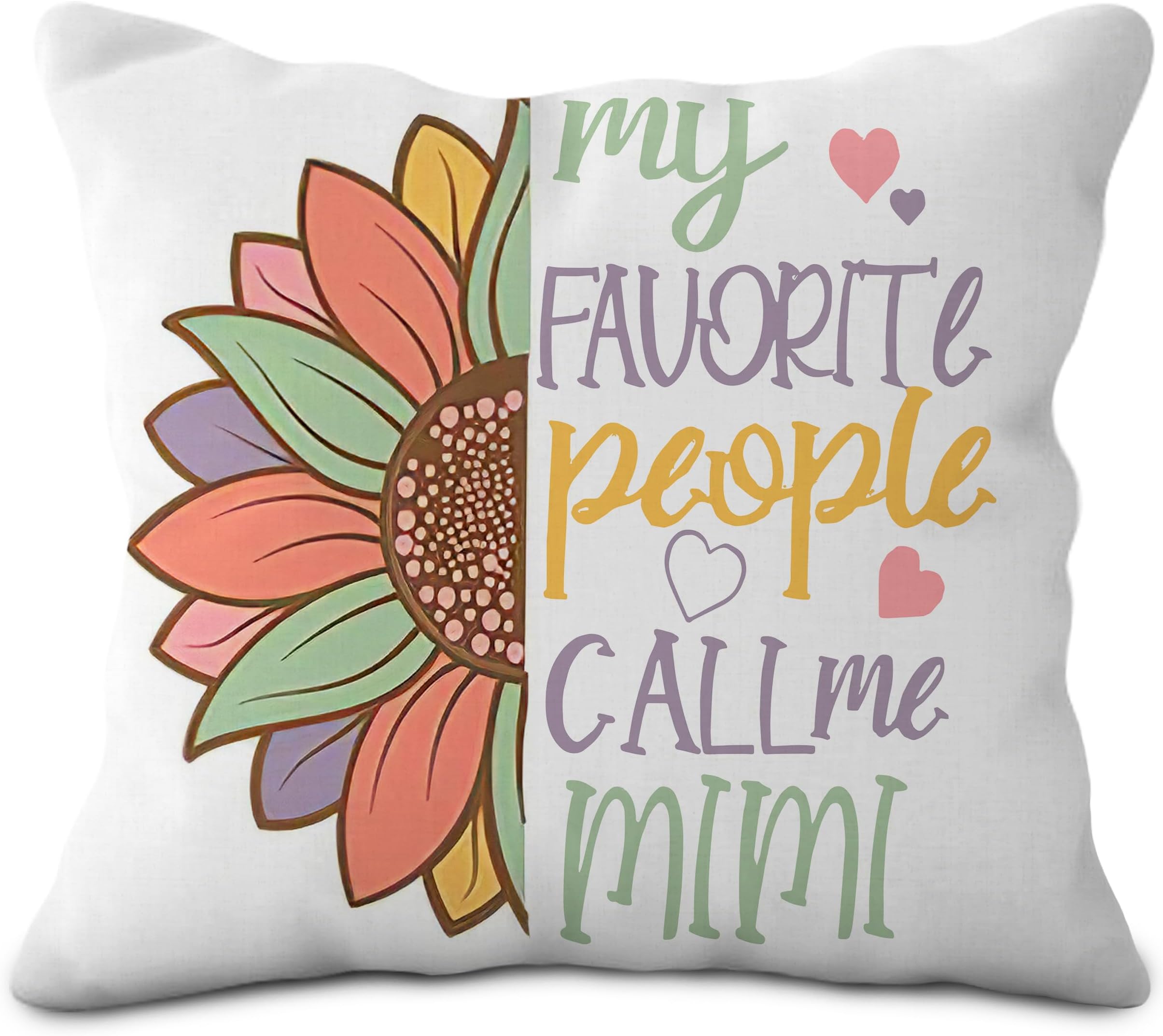 Mimi Gifts Pillow Covers 18x18 - Mimi, Mimi Gifts for Grandma, Mimi Gifts from Grandkids, My Favorite People Call Me Mimi Pillow Cover for Grandma Nana Gigi