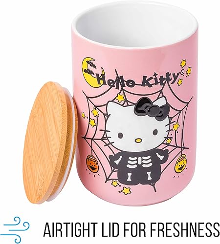 Miniatura 60 de Silver Buffalo Tarro de cerámica para aperitivos o galletas de color rosa de Hello Kitty, de Sanrio, tamaño mediano Hello Kitty Waving (cerámica)