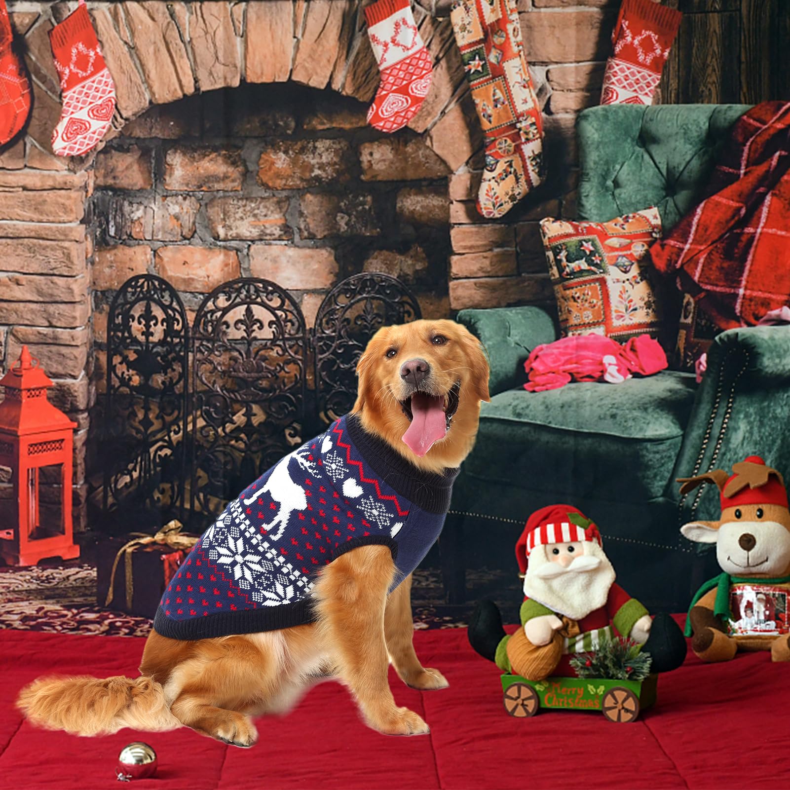 SCENEREAL Strickwaren Hundepullover Winterkleidung - Weihnachten Hund Pullover Xmas Kleidung Warme Mäntel Klassisches Muster