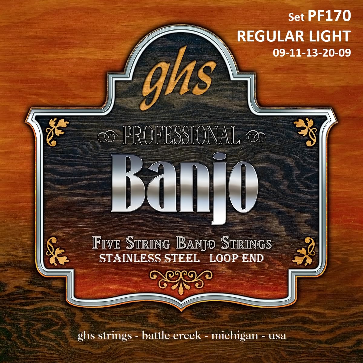 Ghs™ Strings »Stainless Steel - PF170-5-STRING Banjo« Corde Per Banjo - Stainless Steel - Loop End - Regular Light: 09-11-13-20-09-image
