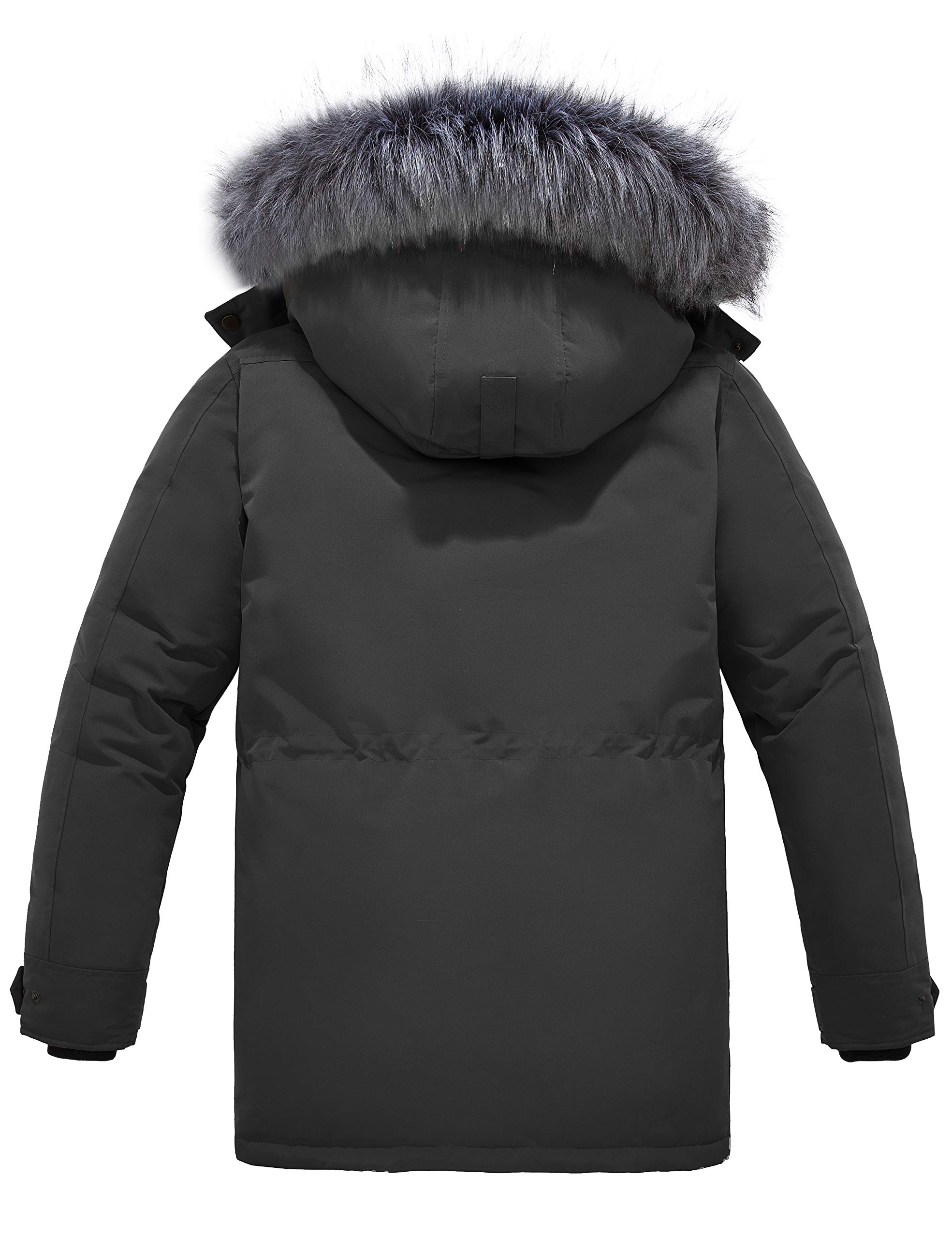 Wantdo Cappotto Spesso Caldo Invernale Giacca Media Lunghezza Antivento Parka con Cappuccio in Pelliccia Sintetica Giubbotto Slim Fit Idrorepellente Uomo