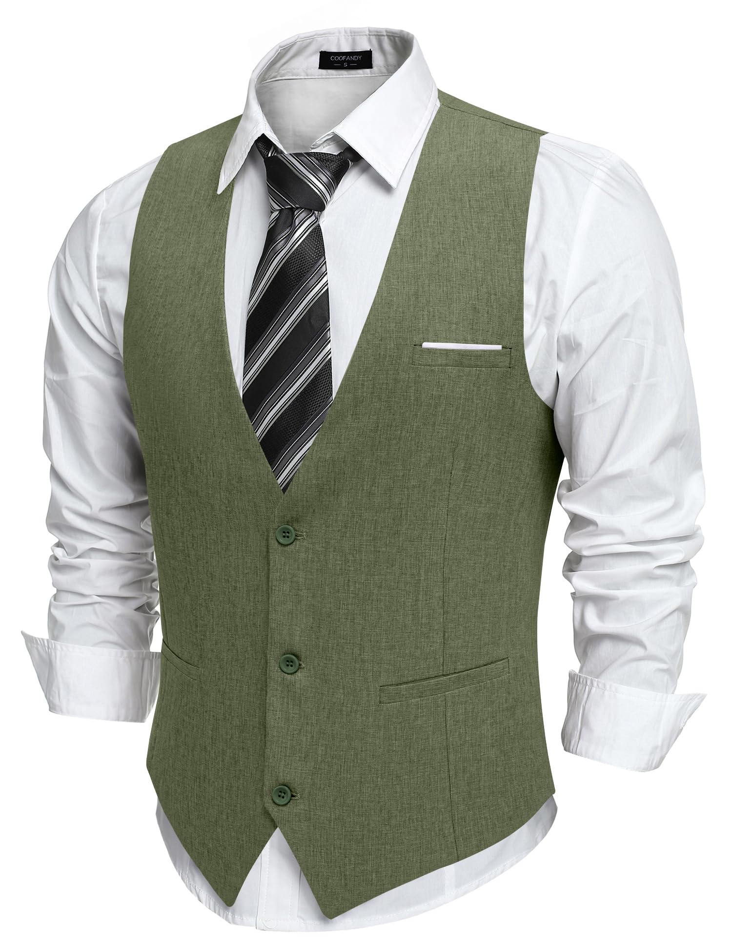COOFANDY Gilet da Abito da Uomo Formale Scollo a V Gilet da Uomo Panciotto Matrimonio Slim Fit Gilet da Abito Panciotto Casual Con Tasche