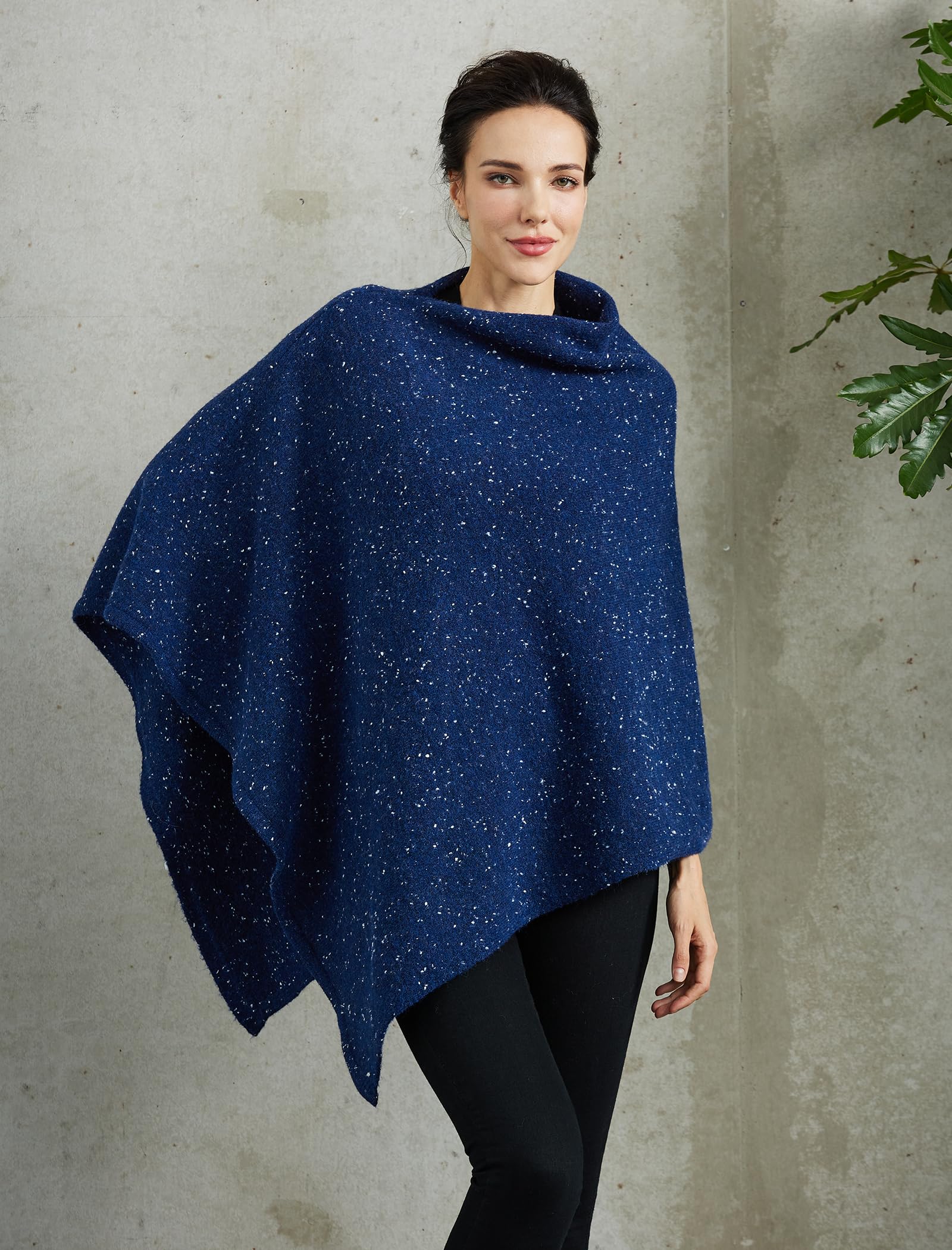 BEAUTELICATE Poncho a Maglia Donna Poncho Mantella Misto Lana Tweed Stola Coprispalle Pullover Senza Braccia per Invernale Autunno