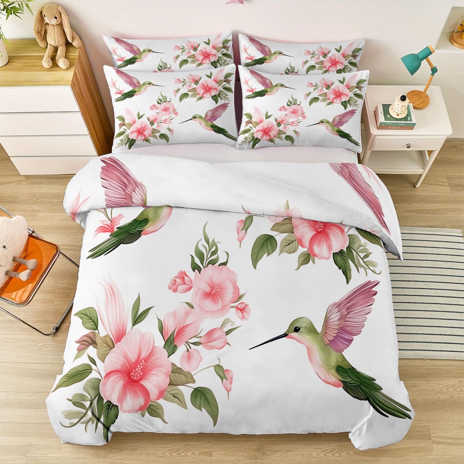 Housse de couette floral et oiseau pour une chambre adulte poétique