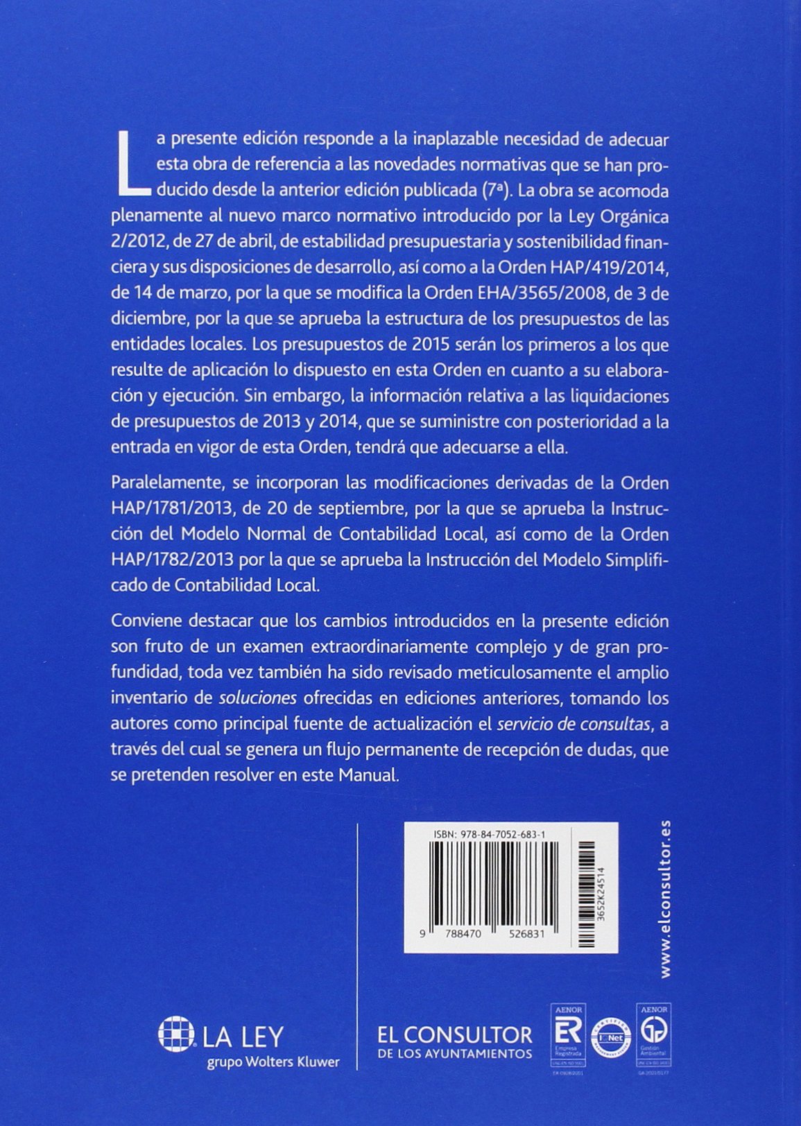 Manual de presupuestos y contabilidad de las corporaciones locales 8 ed (SIN COLECCION)