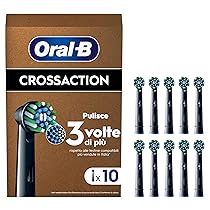 Oral-B Testine Di Ricambio Pro Cross Action Black per Spazzolino Elettrico PRO, Confezione da 10 Testine Oral B di Ricambio Nere con Indicatore di Utilizzo