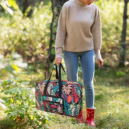 Miniatura 7 de Bolsa de viaje plegable de lona, mediana, para mujer, bolsa de fin de semana y de noche, bolsa de viaje para equipaje de mano para mujeres, rojo