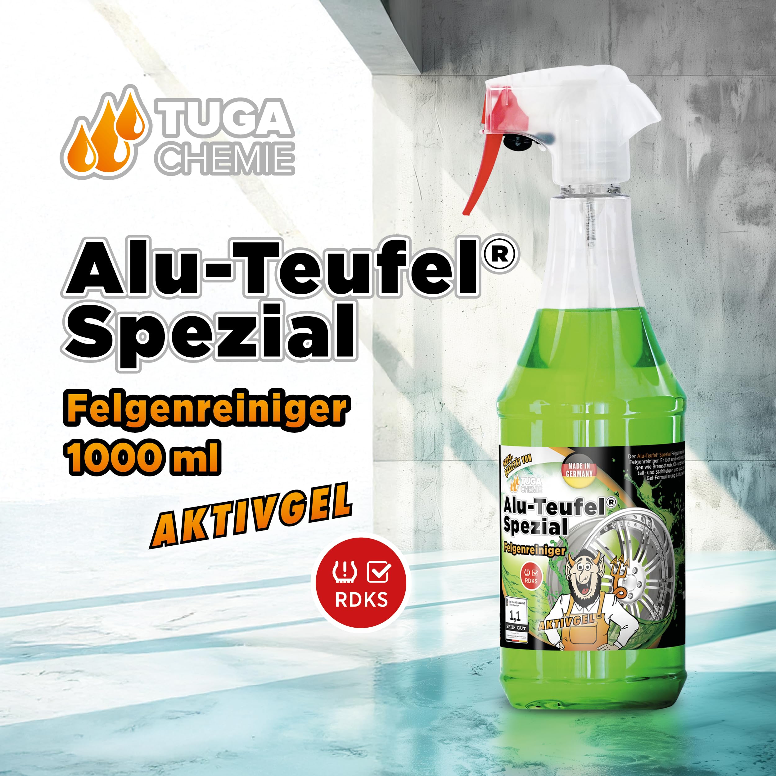 AUTOSTYLE Alu-Teufel Spezial Nettoyant de jantes - Vert - 1000ml - Vainqueur du test!