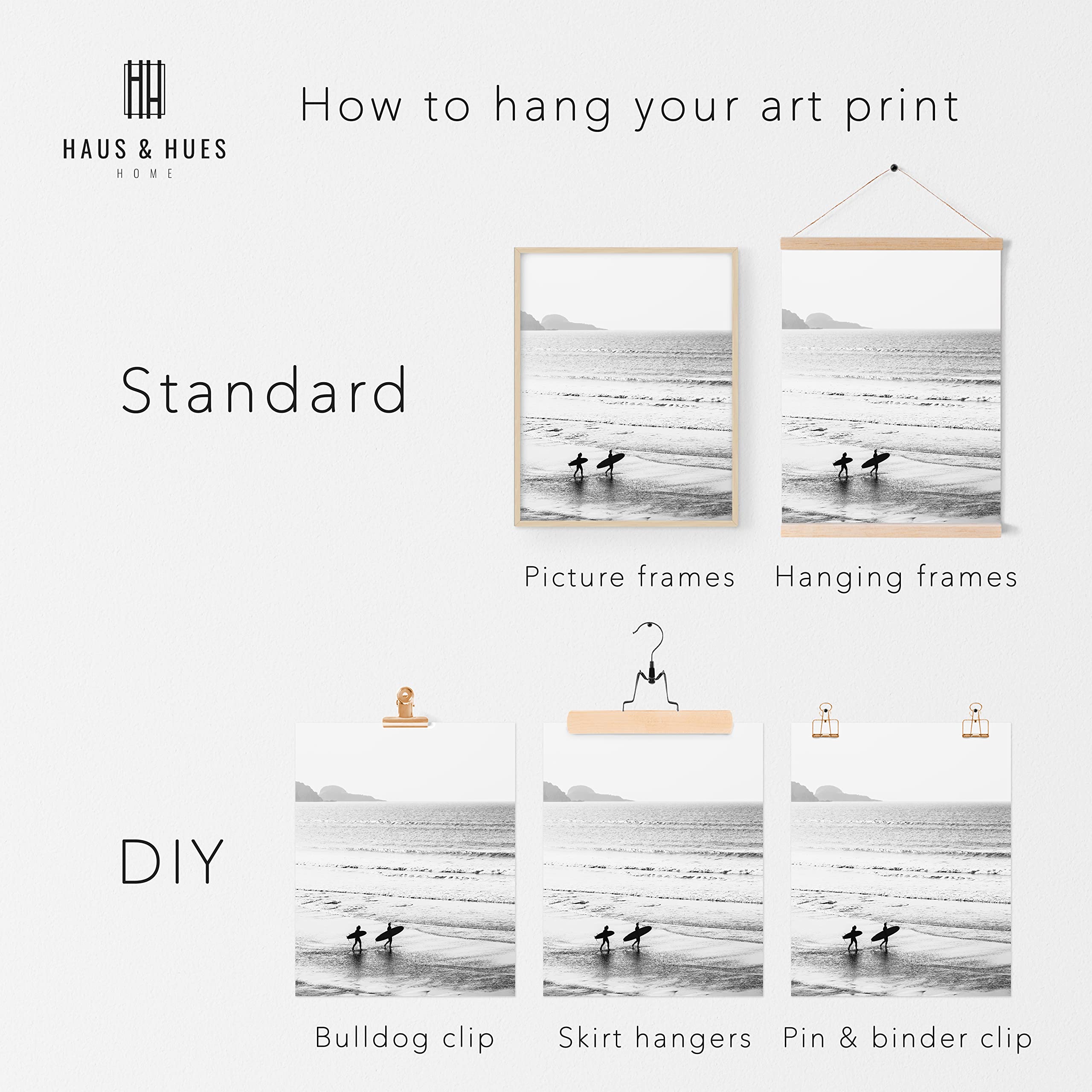 Buy Beach Wall Art Black and White by Haus and Hues, Black and White