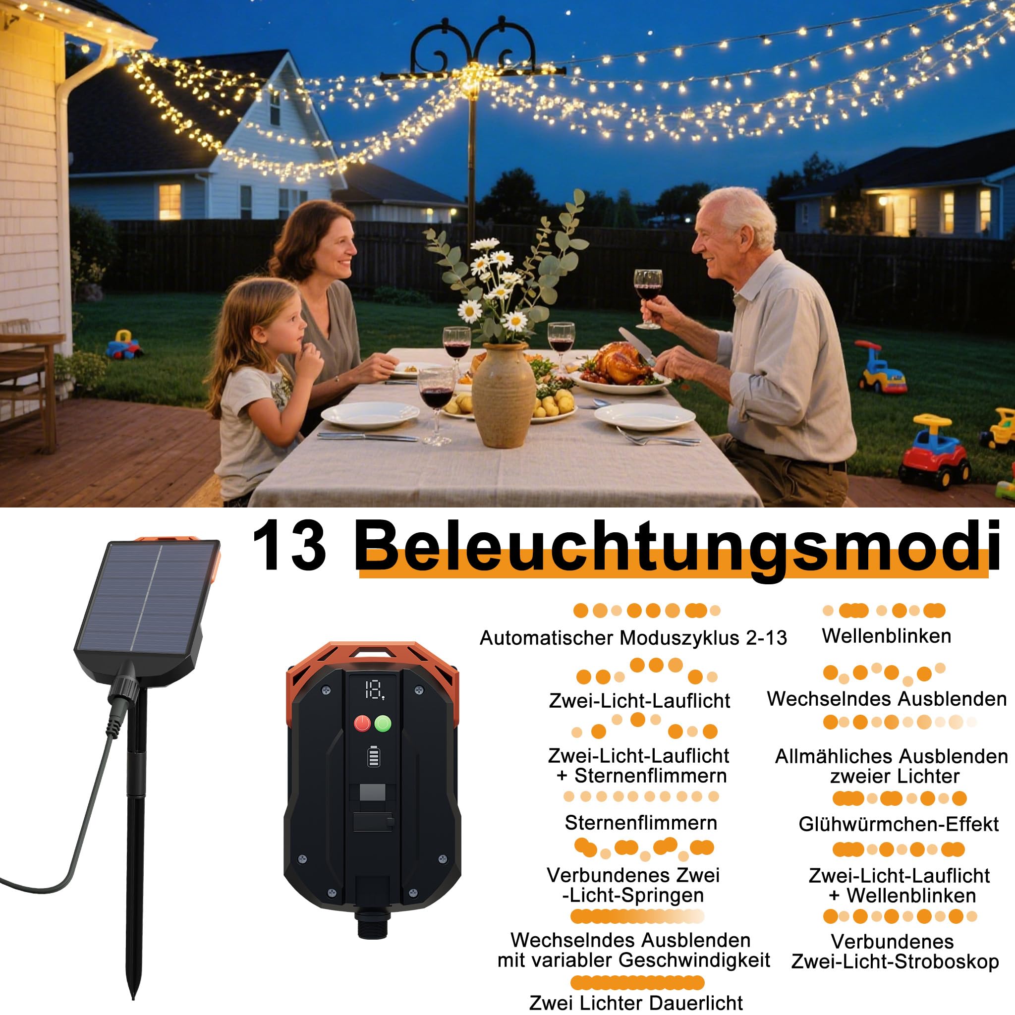 YRHome Solar LED Lichterkette 100m 1000LED Warmweiß Außen mit Fernbedienung, 13 Modi, Timer & Speicherfunktion, IP44 Wasserdicht, Solar Weihnachtsbeleuchtung für Garten, Hochzeit, Weihnachten