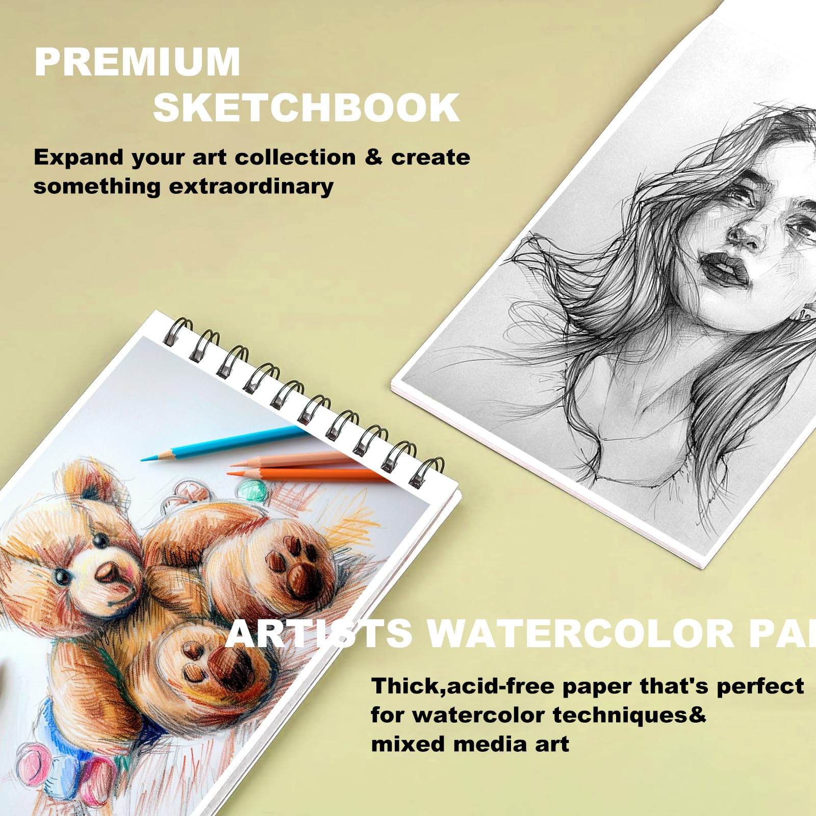 Juego de Suministros de Arte de 76 Piezas, Lápices de Dibujo,Kit Dibujo,Lápices de Colores Profesionales,Bosquejo Material Set,Juego de Lápices de Colorear de Artista,Juego de Dibujo