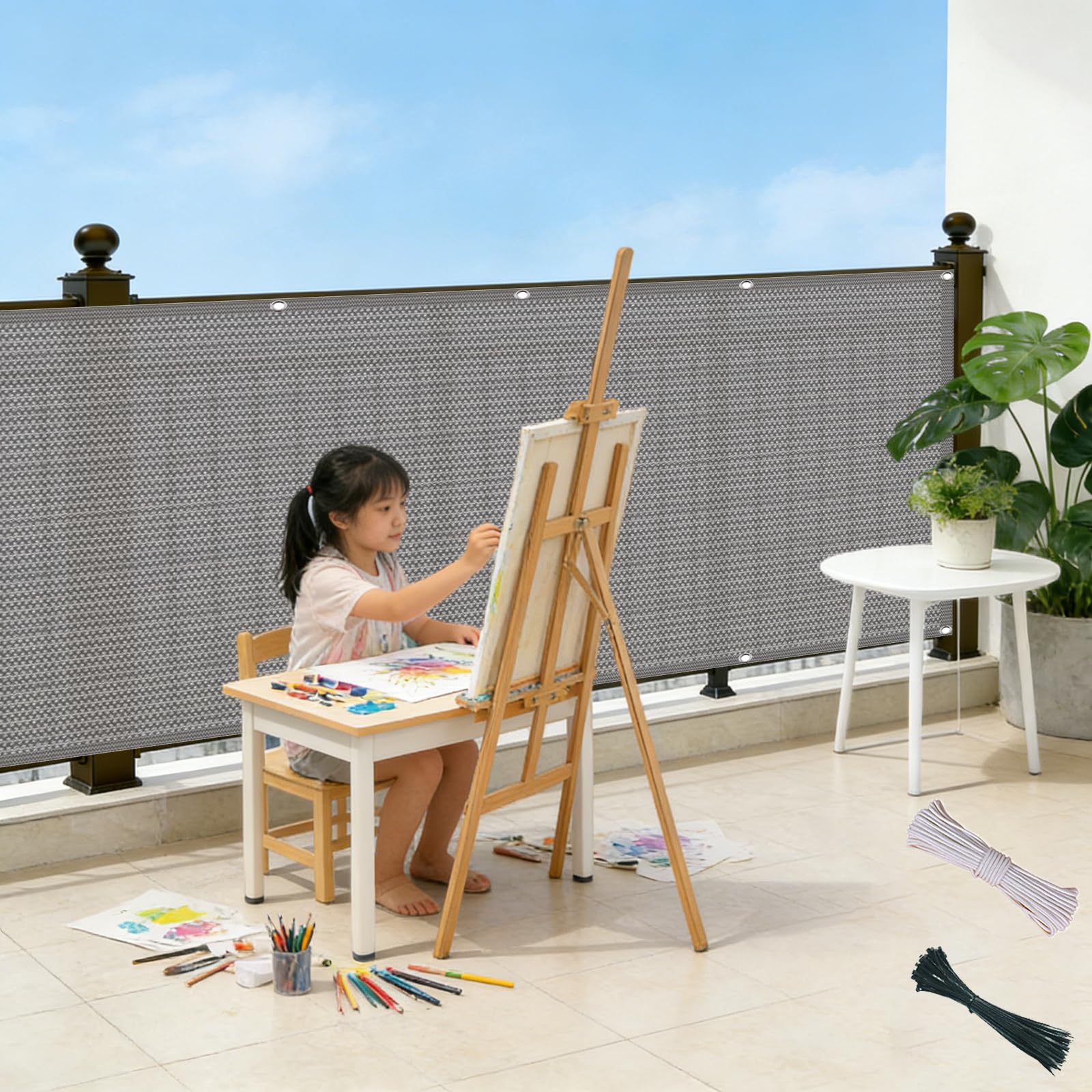 Brise-vue de balcon haute densité 70 x 900 cm pare-vue gris