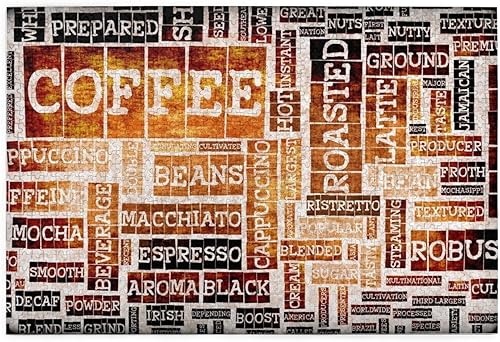 Miniatura 1 de Rompecabezas de 1000 piezas para adultos, piezas familiares que encajan perfectamente de 27.5 x 19.7 pulgadas, café vintage dibujado a mano