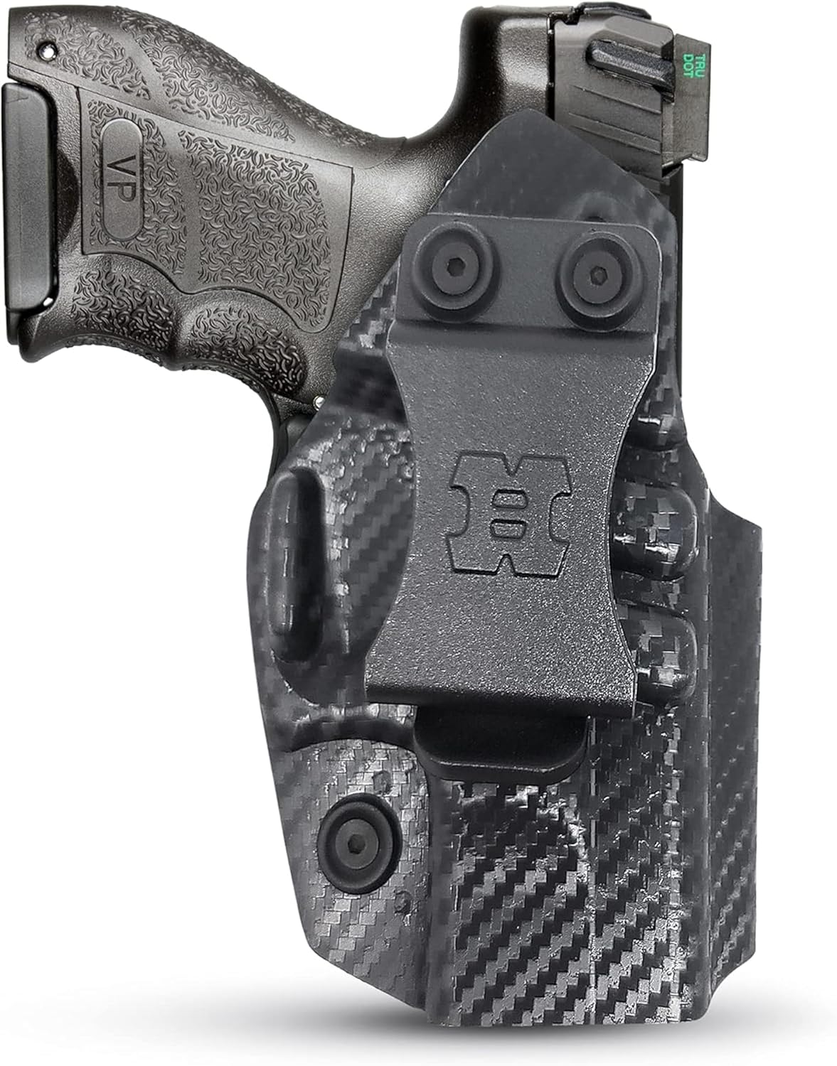 IWB Kydex Holster for H&K VP 9 SK - by Houston - Concealed Carry, Lined Inside for Strong Retention and Maximum Protection - Reinforced Plastic Clip - Carbon Fiber - Lightweight Durable