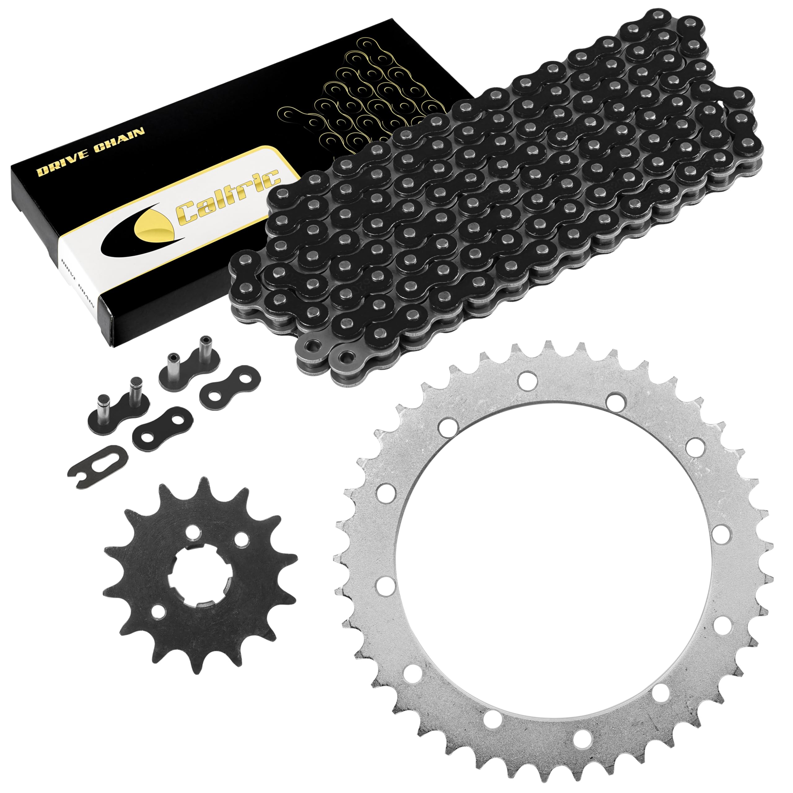 Caltric Black Drive Chain And Sprockets Kit Compatible with Yamaha Banshee 350 Yfz350 1989-2006