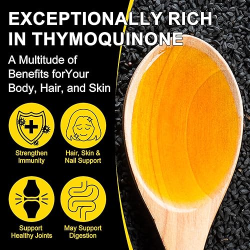 Miniatura 2 de Paquete de 2 aceite de semilla negra orgánico prensado en frío, 100% puro y natural, aceite de semilla negra, botella de vidrio prensado en frío,