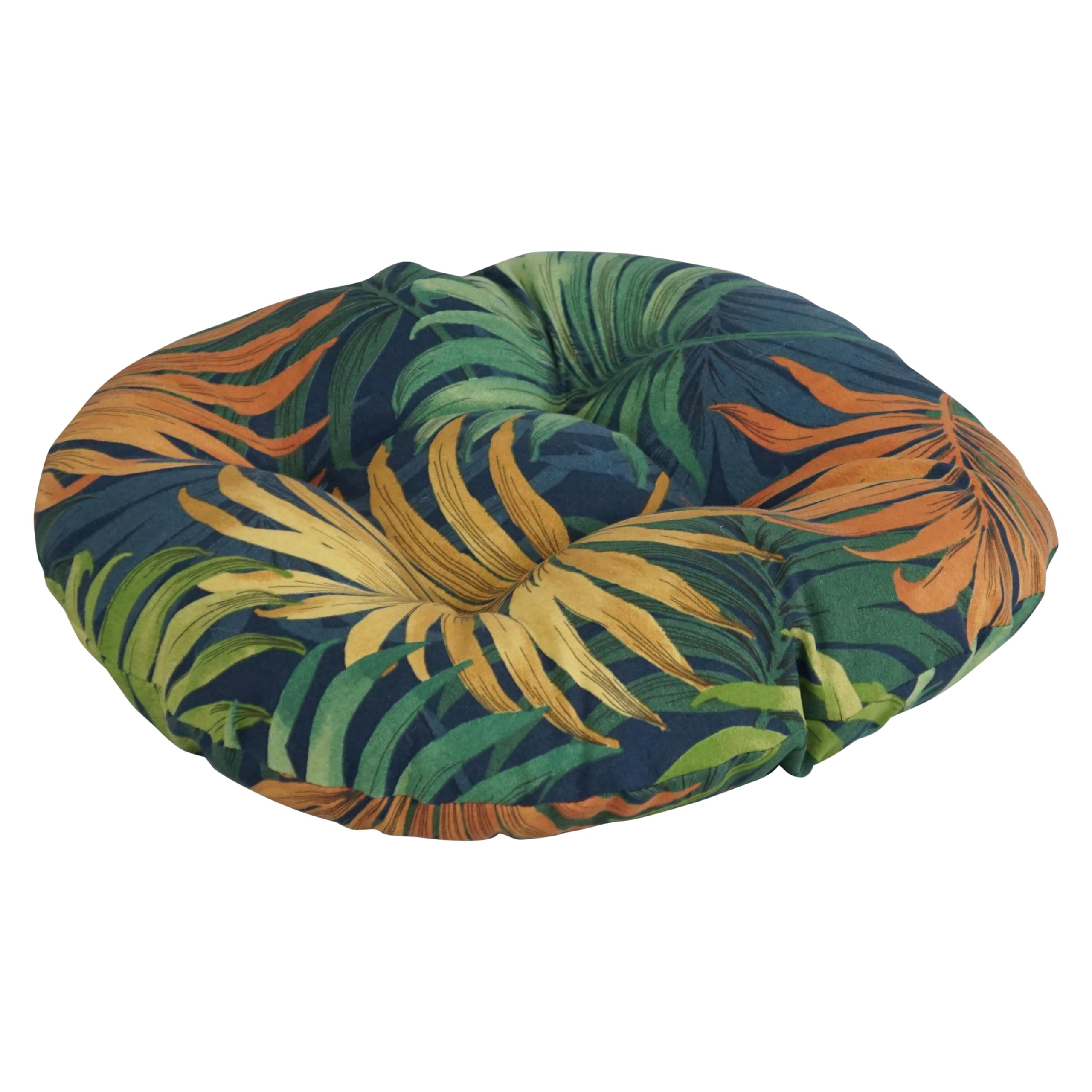 Blazing Needles 18-inch Round Tufted Outdoor Footstool Cushion, 18 x 18, Laperta