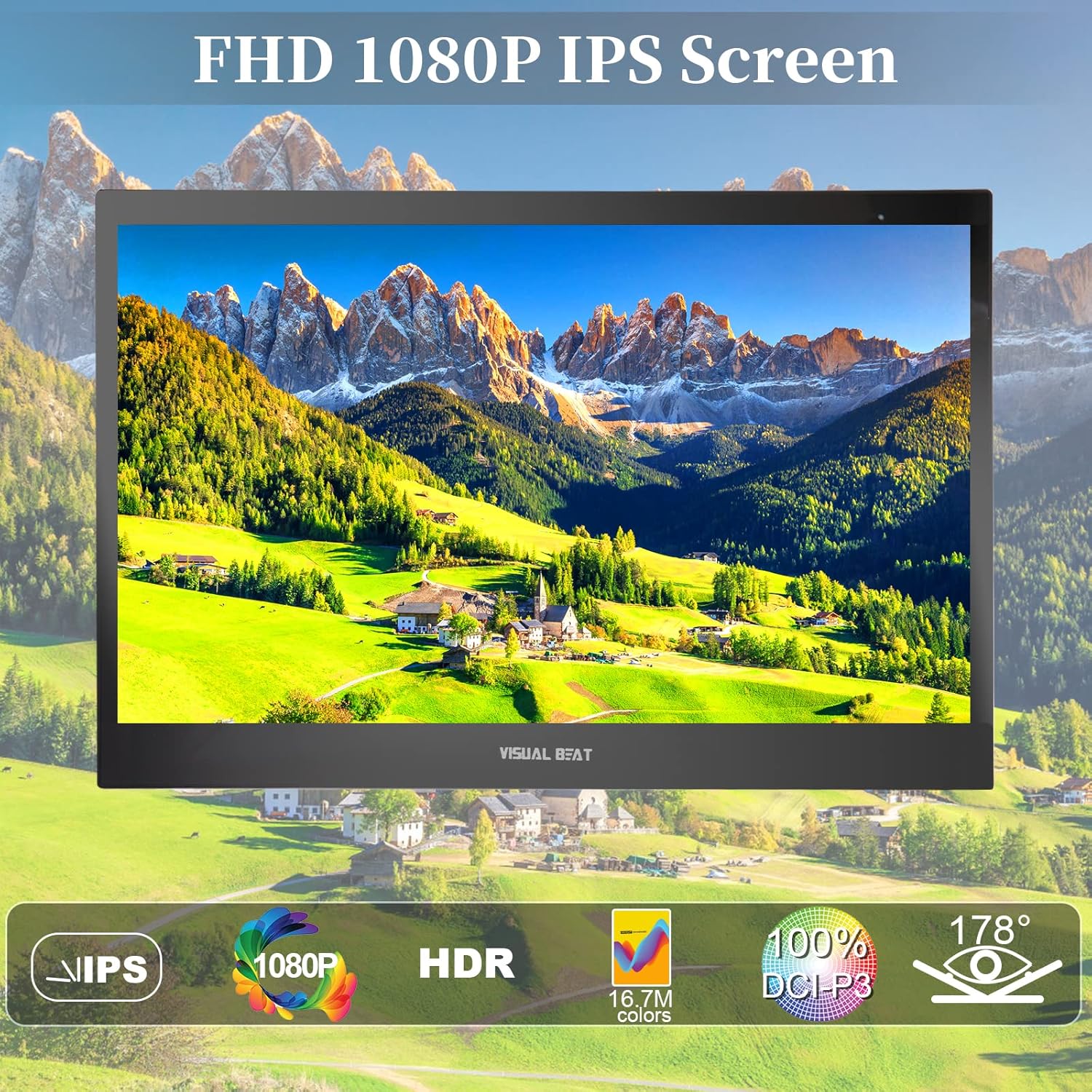 13.3” Portable USB Type-C Monitor, 1080P FHD, IPS, 100% DCI-P3, External Screen with Premium Smart Cover Dual Speakers for Xbox,PS4,Switch,Laptop,PC,Phone,Surface… - Image 3