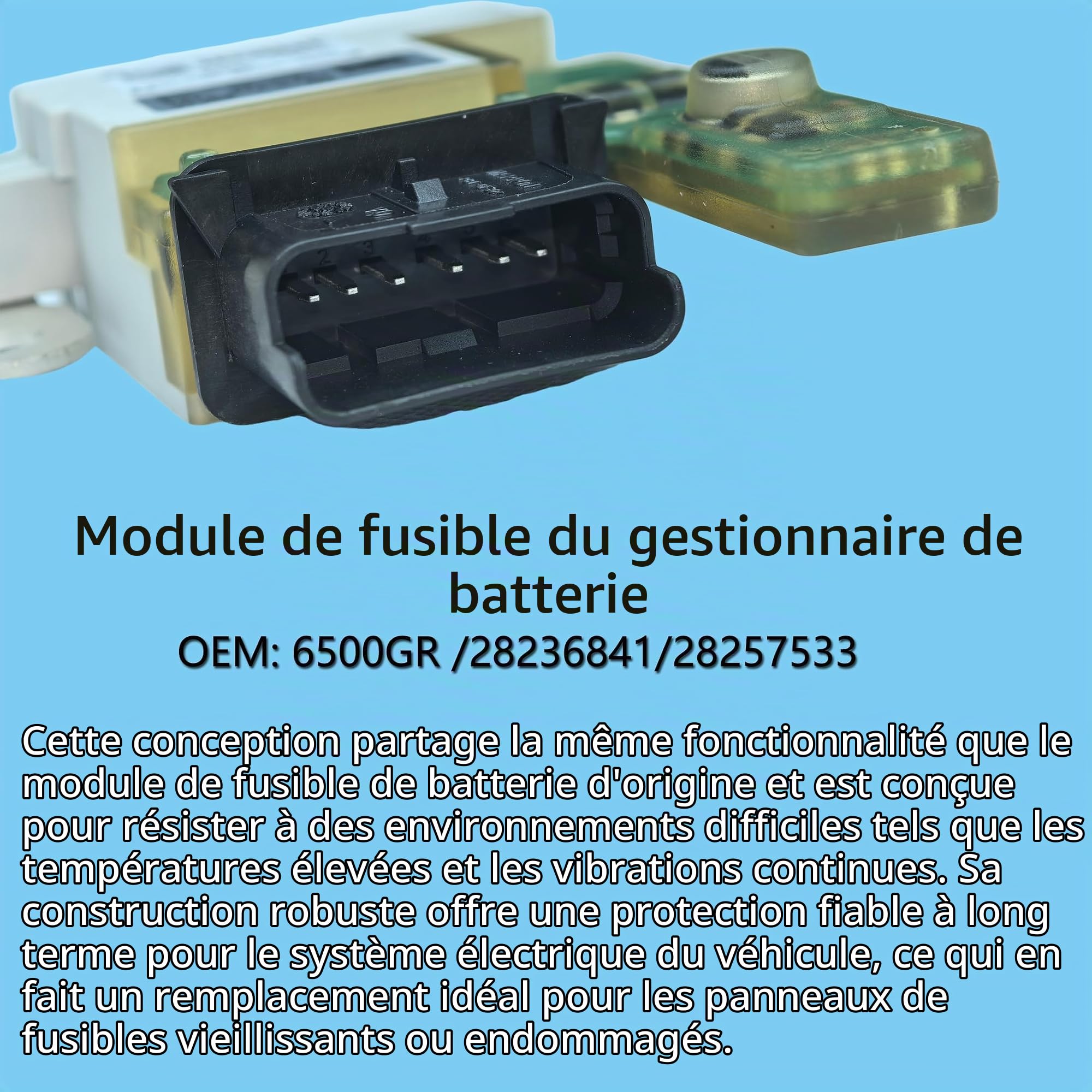 Heart Horse 6500GR Boîte à Fusibles de Voiture, Module Fusibles de Gestionnaire de Batterie Rechange pour Peugeot 308SW 308CC 3008 RCZ 5008 C4 Picasso 1.6 2.0 HDi Fusible Batterie 28236841