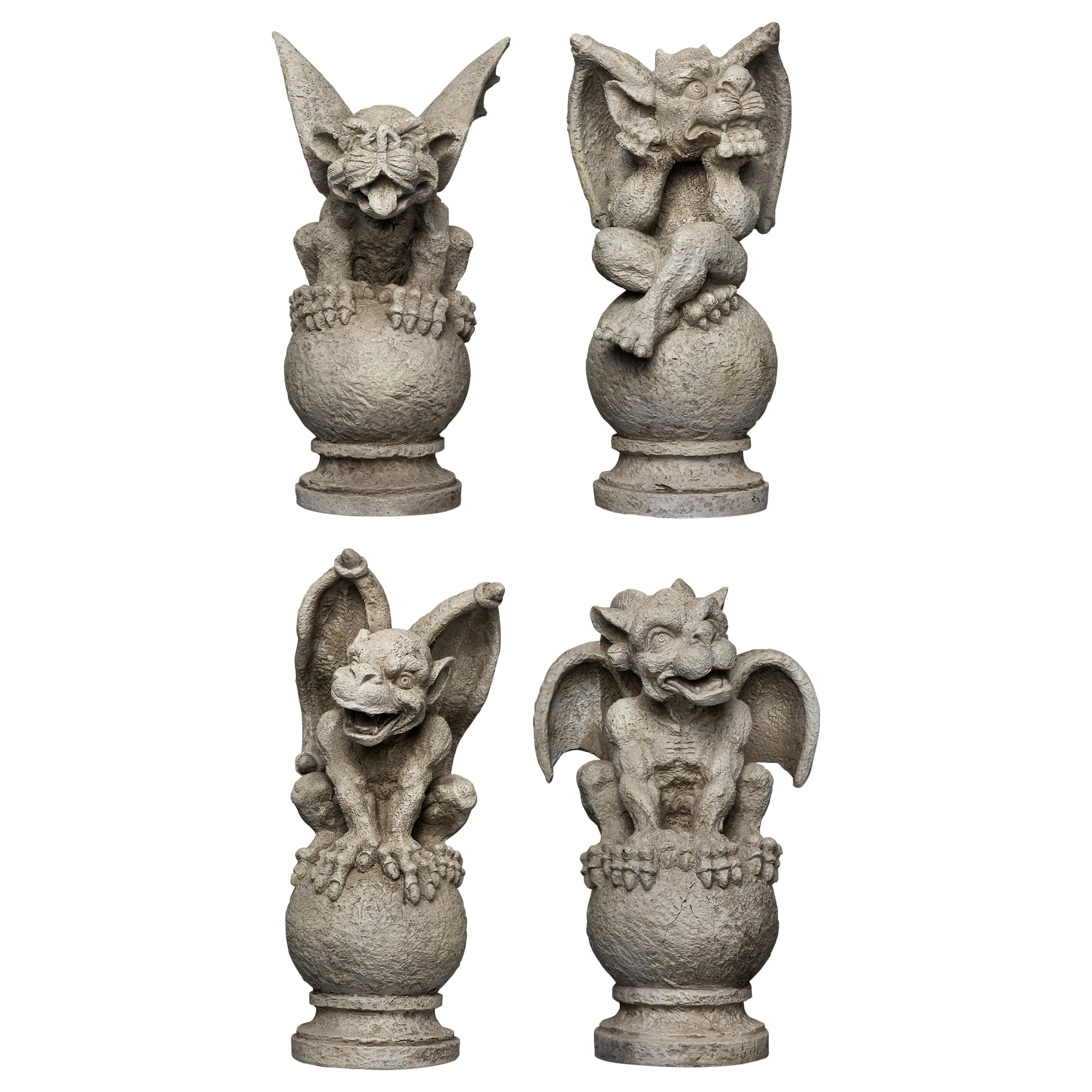 Northlight Set of 4 Gargoyles on Pedestals Outdoor Garden Statues 13"