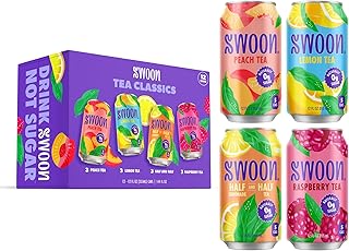 Swoon Sugar Free Iced Tea Classics Variety Pack - Zero Sugar Drinks in Lemon, Raspberry, Peach, Half & Half Flavours - Low Carb, Paleo-Friendly, Gluten-Free Keto Iced Tea - 12 fl.oz (Pack of 12)