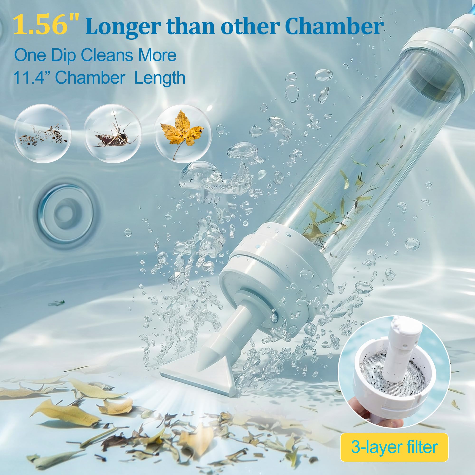 Aspirateur de spa manuel pour jacuzzi, sans pompage, sans piles ni électricité, alimenté par la pression de l'eau, aspirateur aspirateur ramasse les feuilles, le sable et les débris, avec poignée