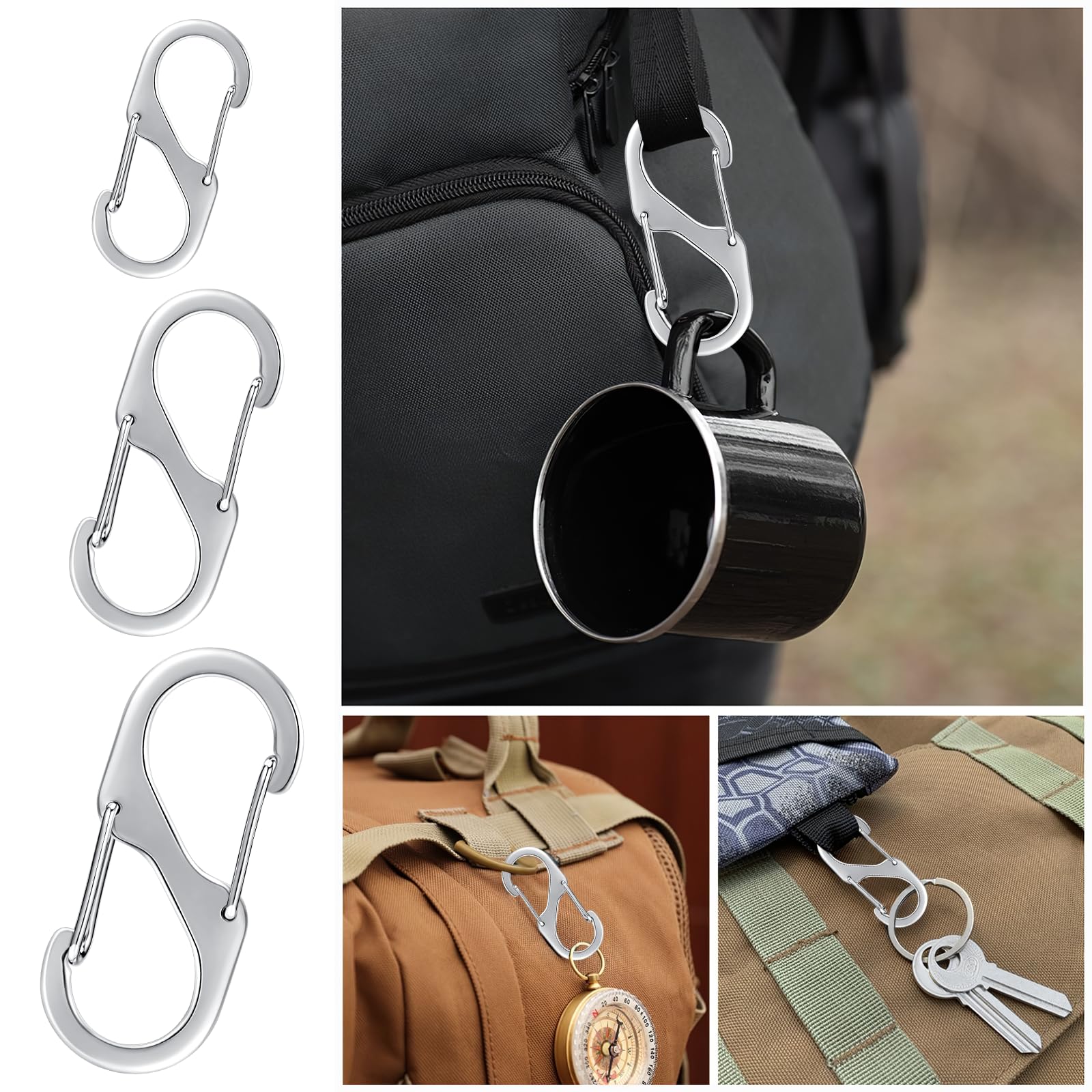 30 Stück S-Karabinerhaken Set – Edelstahl In 31mm, 40mm, 50mm Mit Doppelöffnung