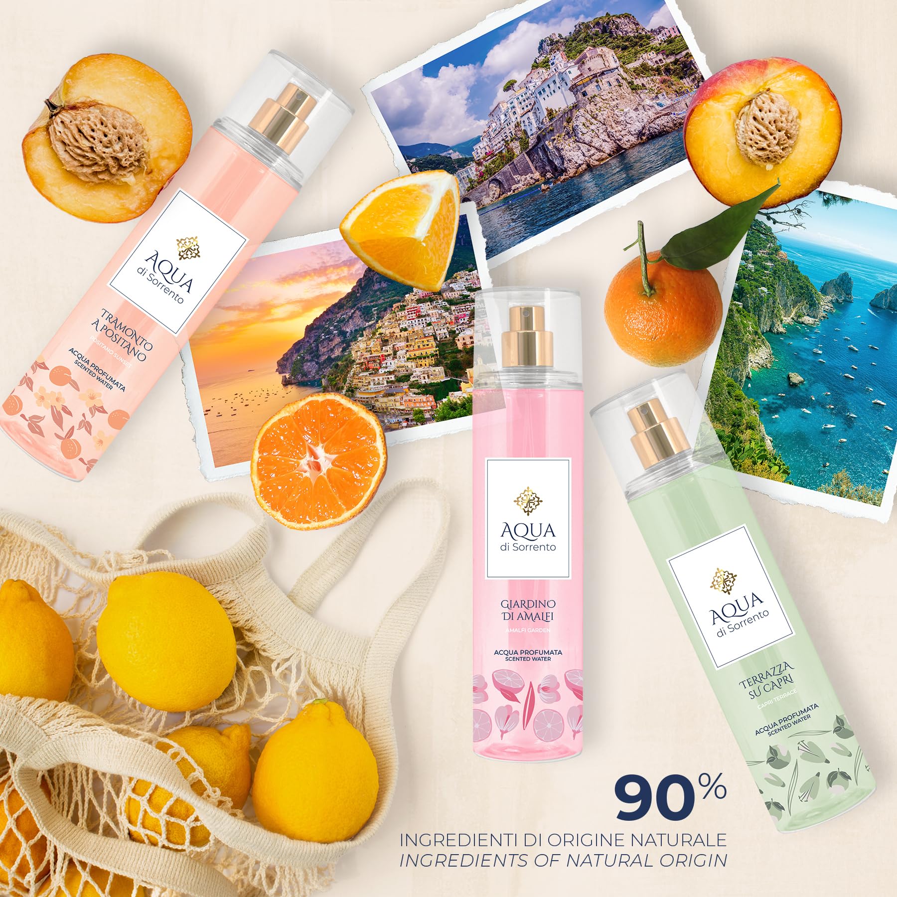 ACQUA DI SORRENTO | Terrazza su Capri Acqua Profumata, Famiglia Olfattiva Fiorita, Fruttata e Legnosa, Made in Italy, 245 ml