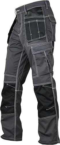 Miniatura 9 de Fashio - Pantalones de construcción para hombre, con bolsillos para herramientas de carpintero, con cordón reforzado hasta la rodilla, pantalones de